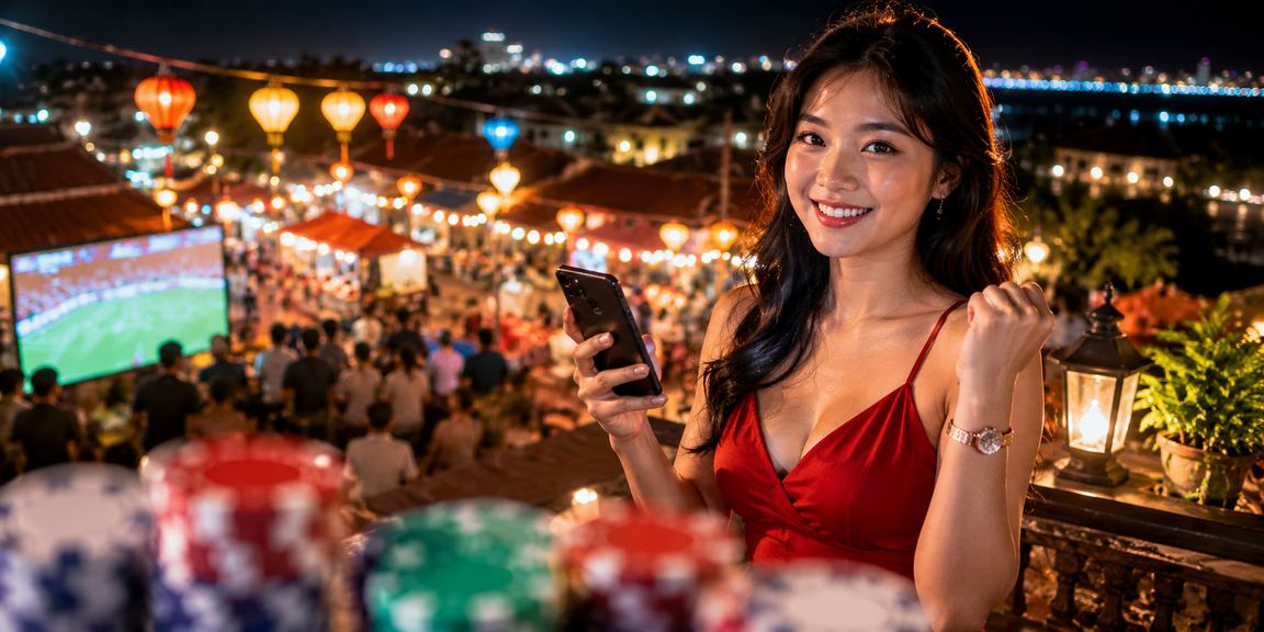 Chợ đêm Ninh Bình với không khí xem bóng đá và cá cược trên mobile